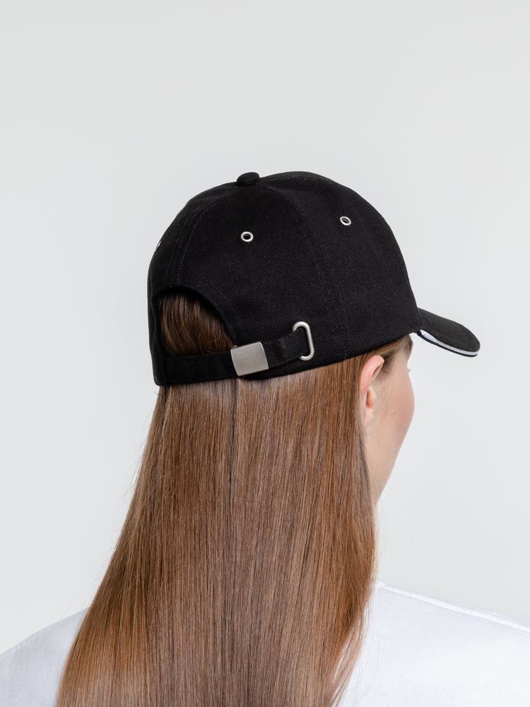 Бейсболка Classic, черная с белым кантом / Миниатюра WWW (1000)