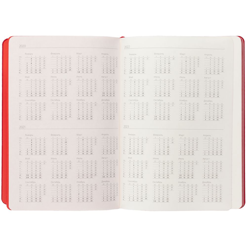 Ежедневник Ridge, недатированный, красный / Миниатюра WWW (1000)