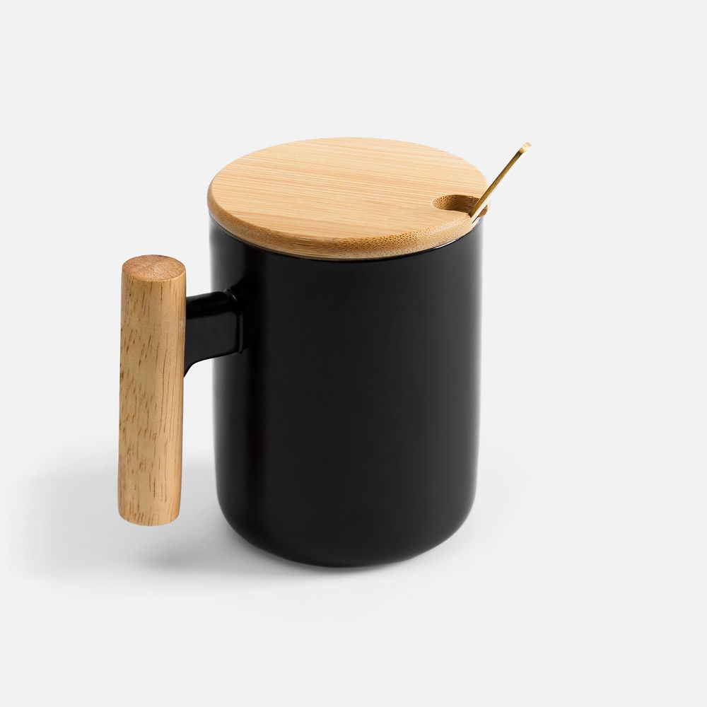 Кружка с ложкой Eco Fusion, черная / Миниатюра WWW (1000)