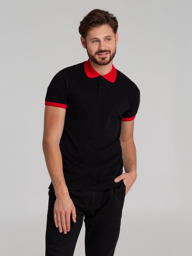 Рубашка поло Prince 190, черная с красным / Миниатюра WWW (1000)
