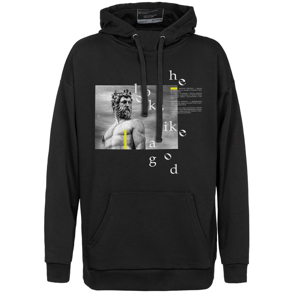 Худи оверсайз Looks Like a God, черное / Миниатюра WWW (1000)