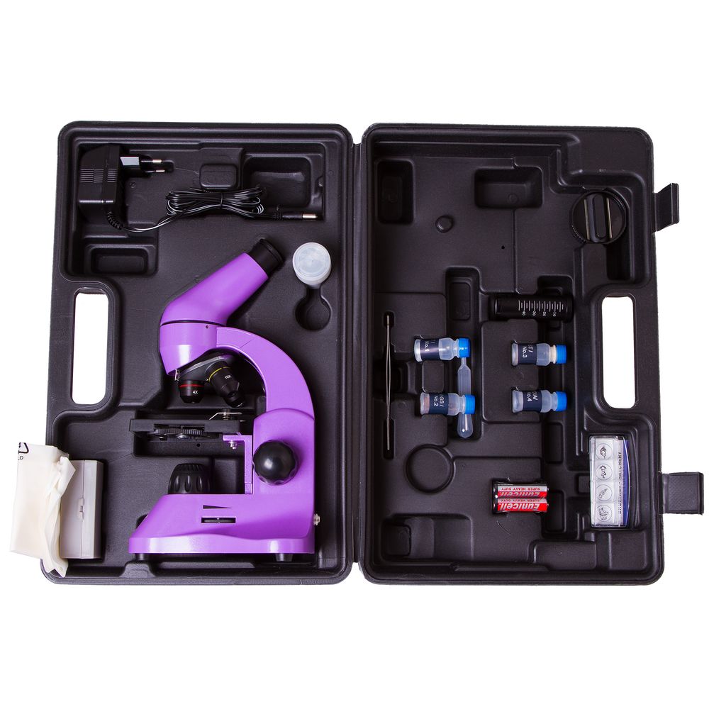 Монокулярный микроскоп Rainbow 50L с набором для опытов, фиолетовый / Миниатюра WWW (1000)