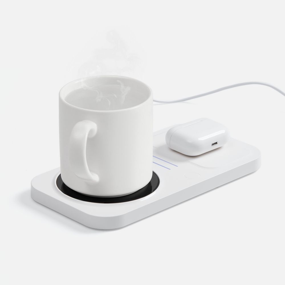 Беспроводное зарядное устройство с подогревом кружки Hot Task, белое / Миниатюра WWW (1000)