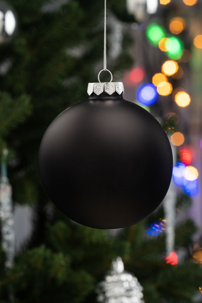 Елочный шар Finery Matt, 10 см, матовый черный / Миниатюра WWW (1000)