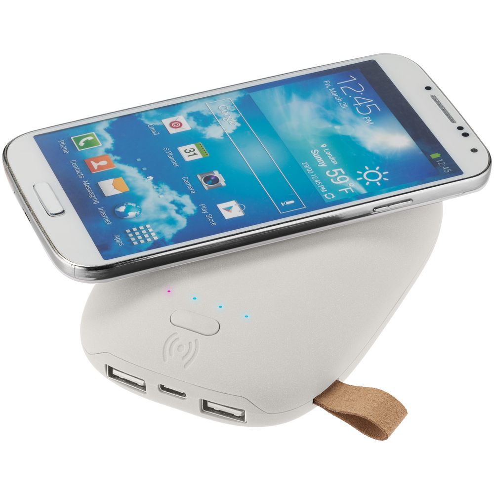 Аккумулятор с беспроводной зарядкой Pebble Wireless 9000 мАч, светло-серый / Миниатюра WWW (1000)