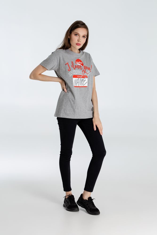 Футболка Hello! I Love You!, серый меланж / Миниатюра WWW (1000)