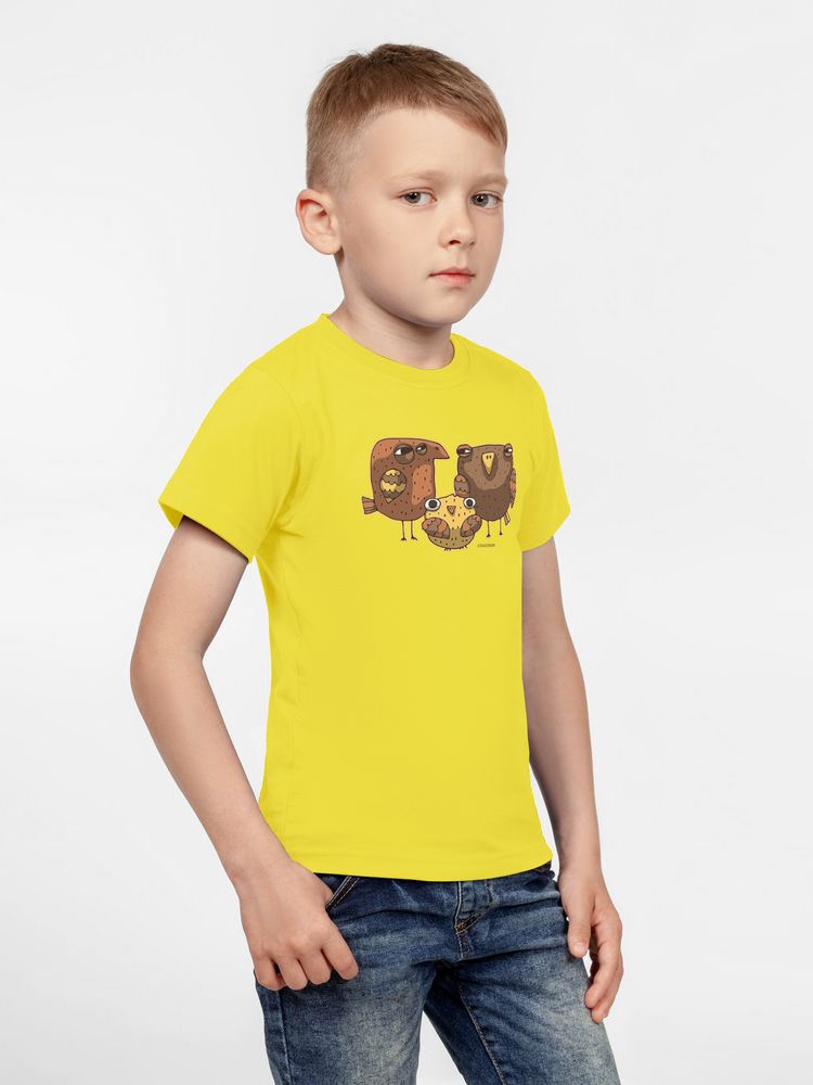 Футболка детская «Семейство сов», желтая / Миниатюра WWW (1000)