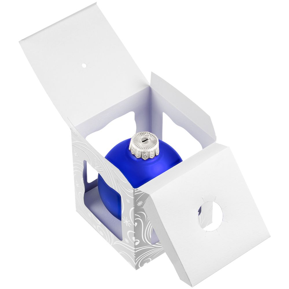 Елочный шар Gala Night Matt в коробке с тиснением, синий, 8 см / Миниатюра WWW (1000)