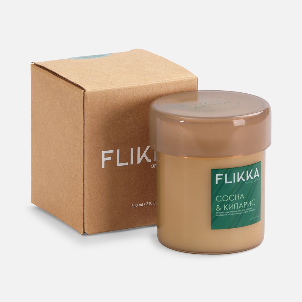 Ароматическая свеча Flikka, сосна и кипарис, бежевая / Миниатюра WWW (1000)