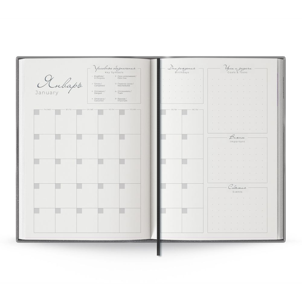 Ежедневник Anaconda, недатированный, серый / Миниатюра WWW (1000)