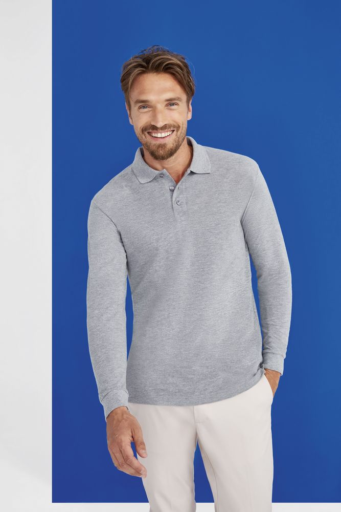 Рубашка поло мужская с длинным рукавом Star 170, белая / Миниатюра WWW (1000)