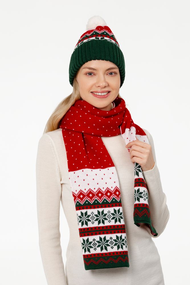 Шарф Happy View, красный с зеленым / Миниатюра WWW (1000)