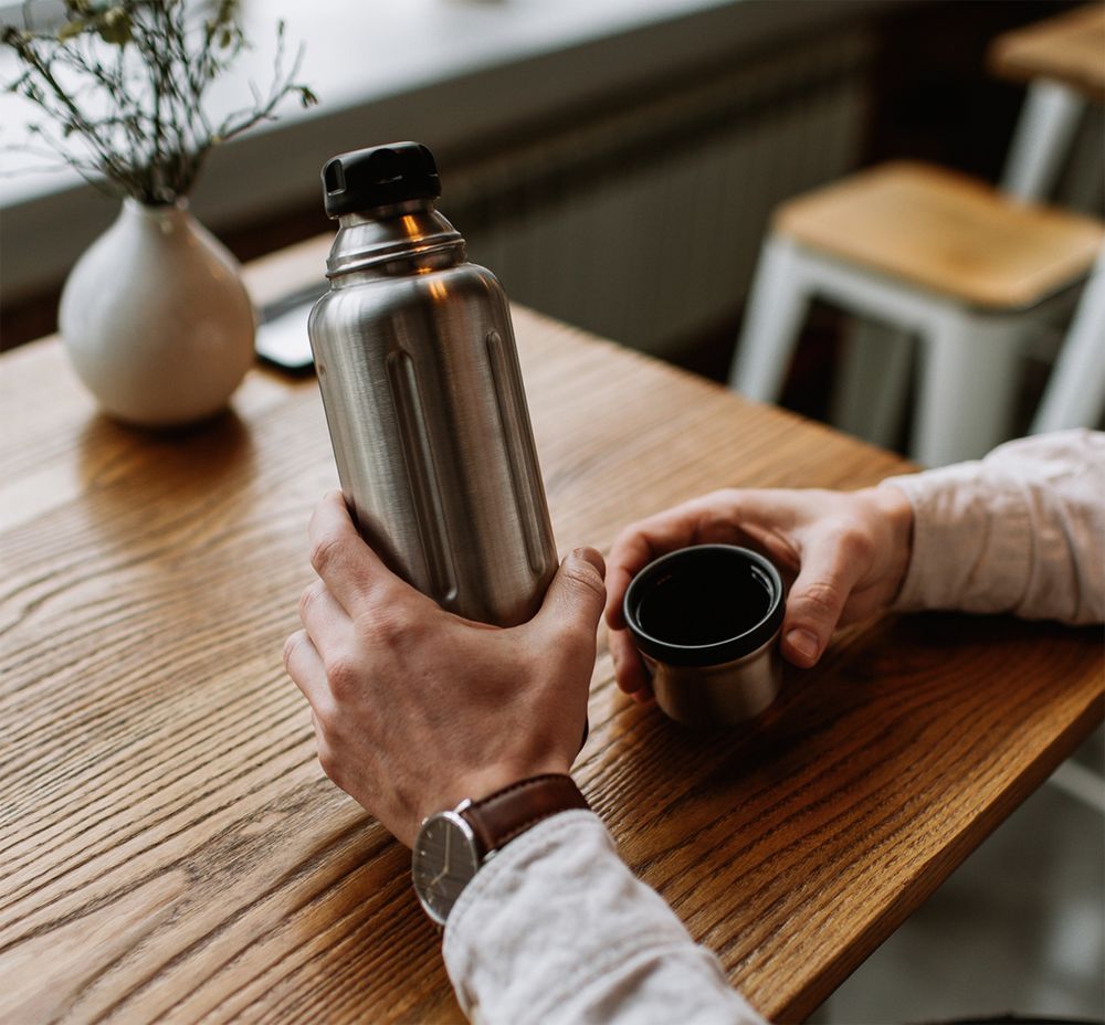 Термос Flask 470, вакуумный, стальной матовый / Миниатюра WWW (1000)