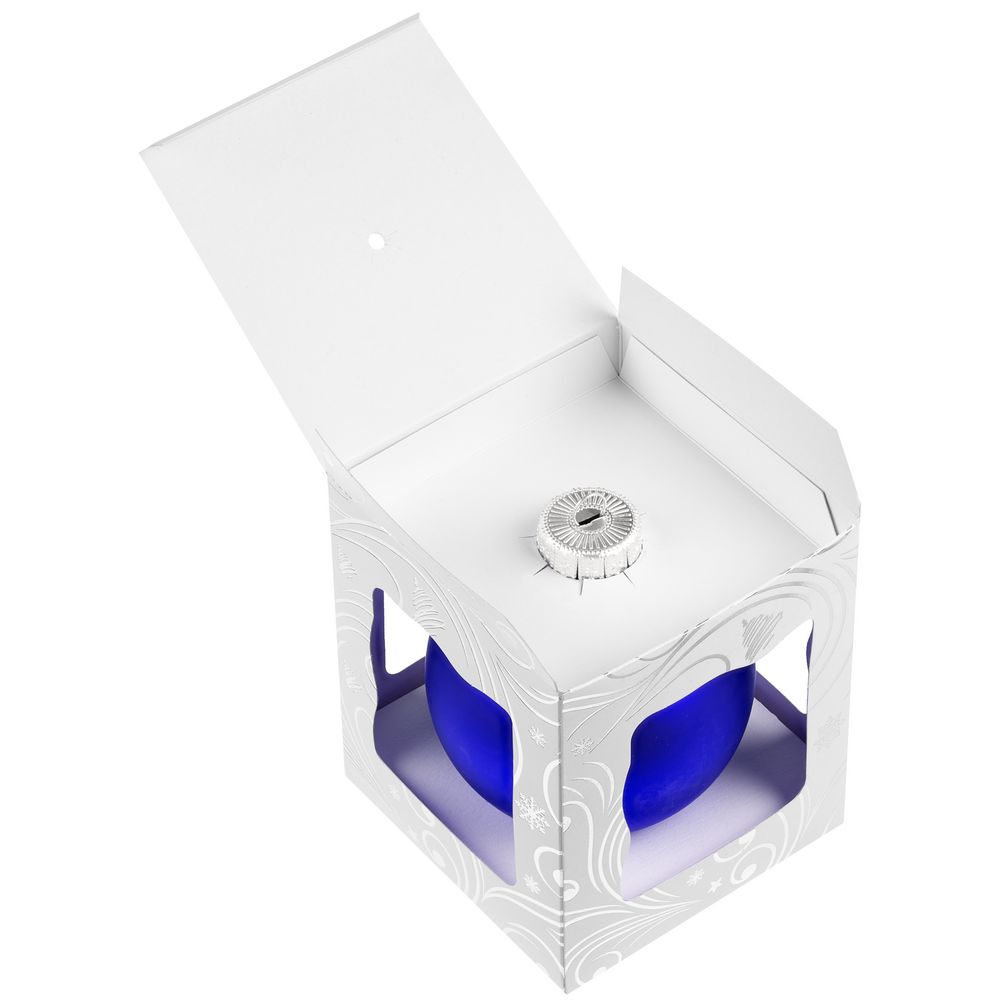 Елочный шар Gala Night Matt в коробке с тиснением, синий, 8 см / Миниатюра WWW (1000)