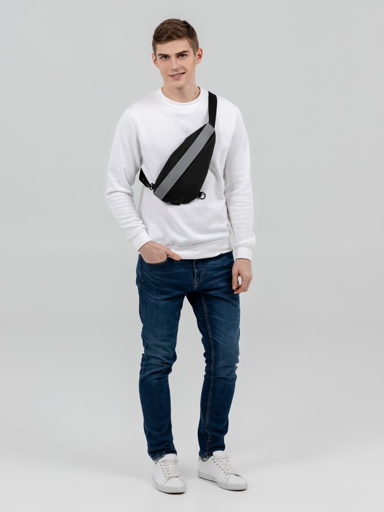 Сумка кросс-боди tagBag со светоотражающим элементом, черная / Миниатюра WWW (1000)