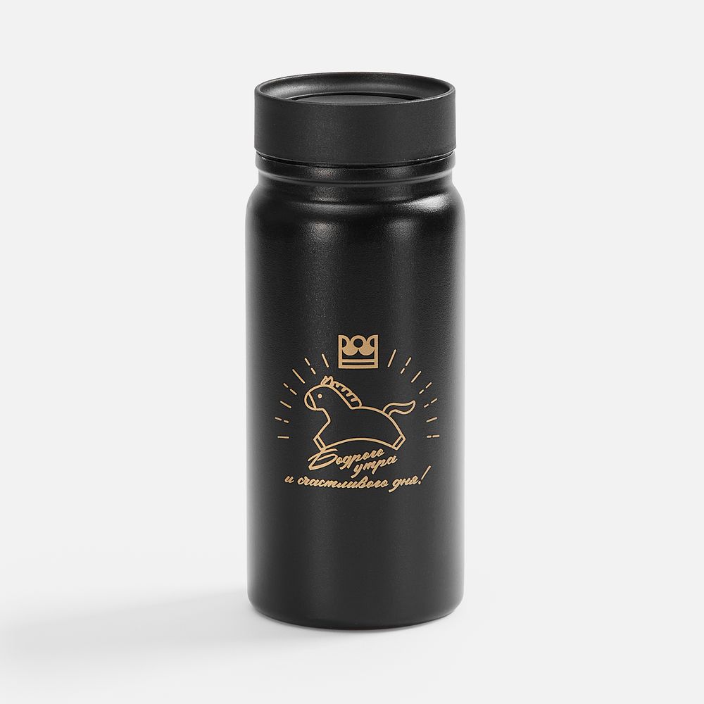 Термостакан Hardproof, черный / Миниатюра нанесения (1000)