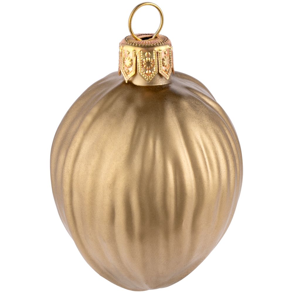 Елочная игрушка «Грецкий орех», матовое золото / Миниатюра WWW (1000)
