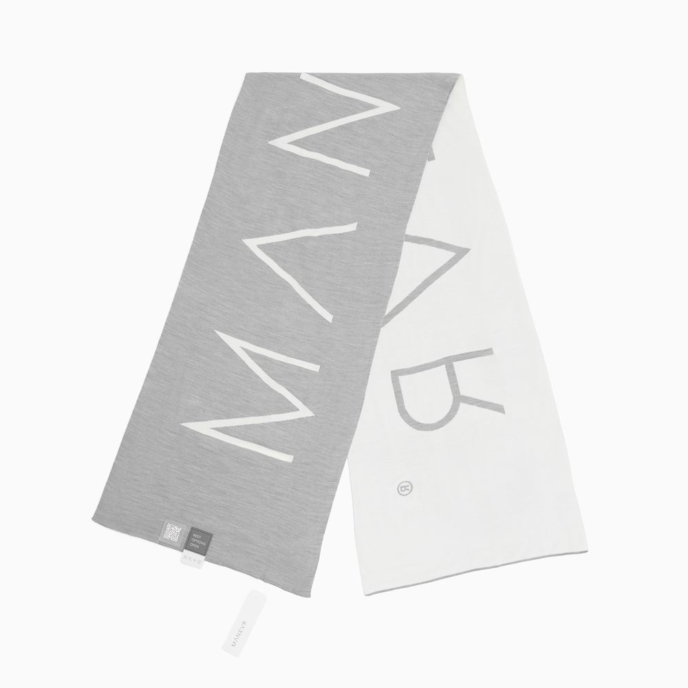 Шарф Bereg, молочный с серым / Миниатюра нанесения (1000)