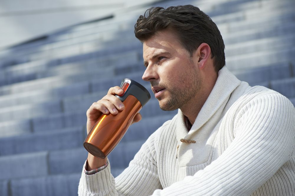 Термостакан Contigo West Loop, вакуумный, бирюзовый (морская волна) / Миниатюра WWW (1000)