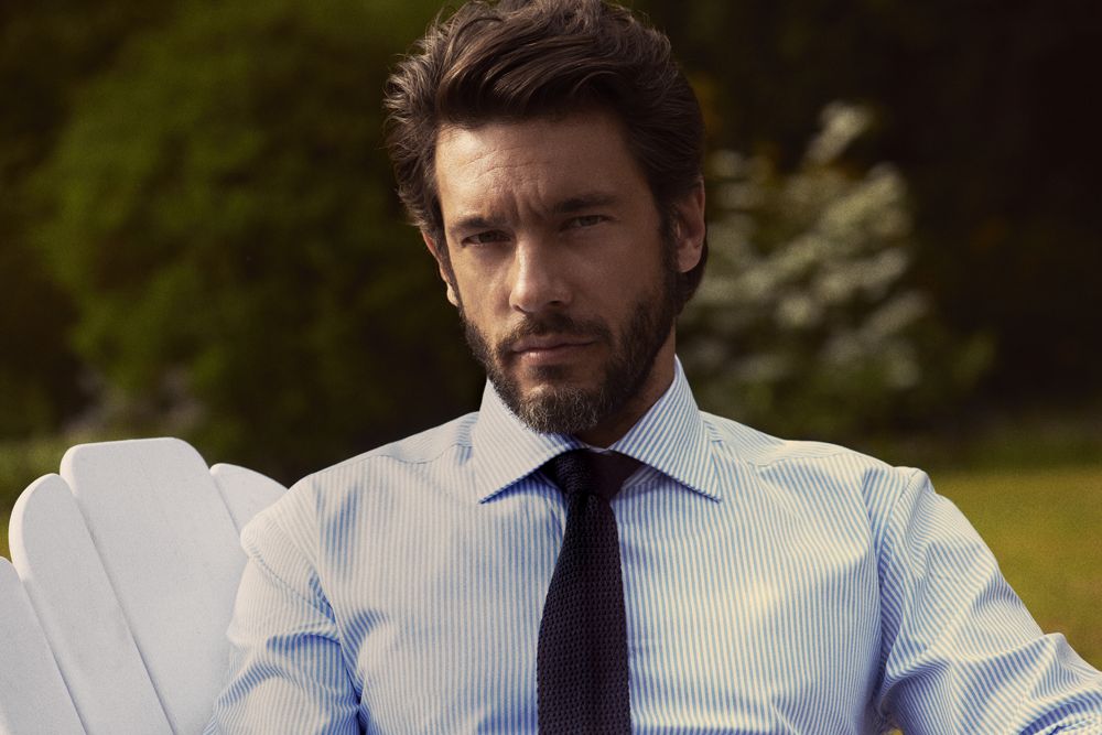 Рубашка мужская в полоску Reno, темно-синяя / Миниатюра WWW (1000)