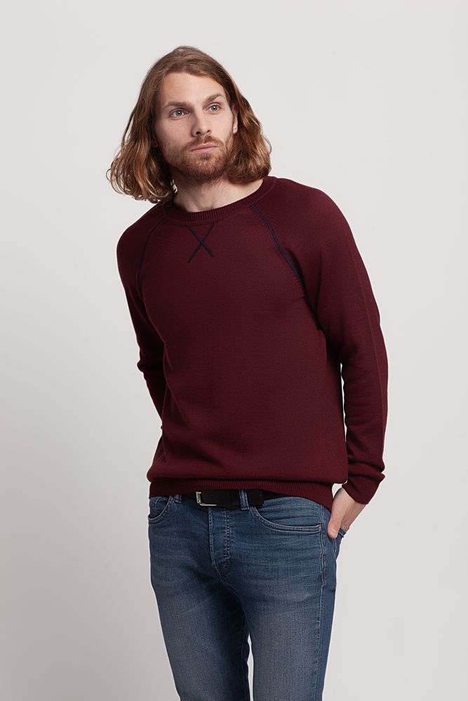 Джемпер Stitch с контрастной отделкой, бордовый с синим / Миниатюра WWW (1000)