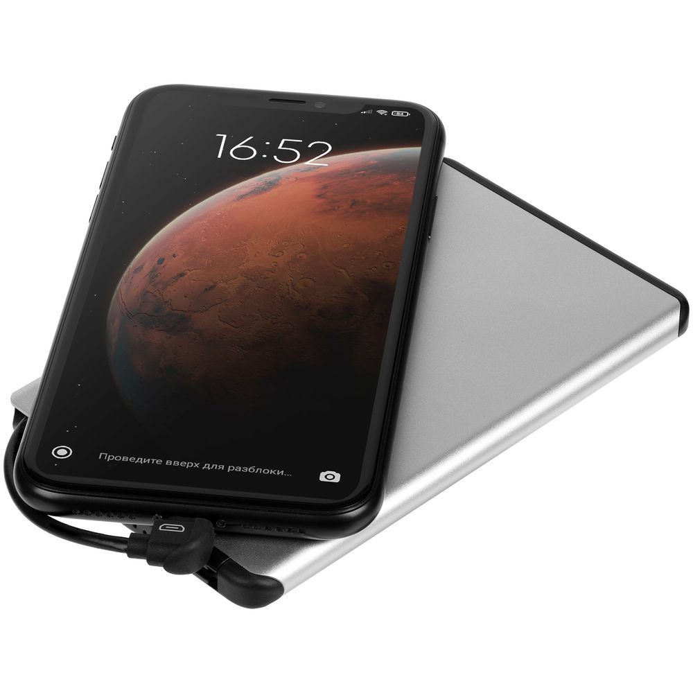 Металлический аккумулятор Double Reel 5000 мАч, серебристый / Миниатюра WWW (1000)