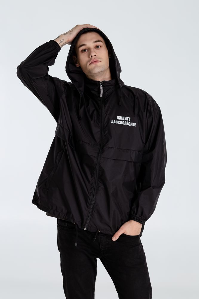 Ветровка «Живите двухколесно», ver. 2, черная / Миниатюра WWW (1000)