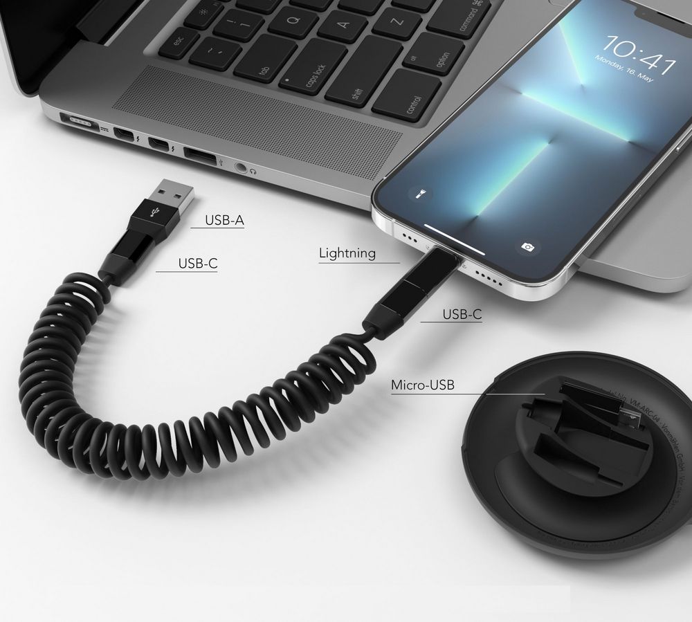 Кабель Vonmahlen Allroundo Еco для быстрой зарядки, черный / Миниатюра WWW (1000)