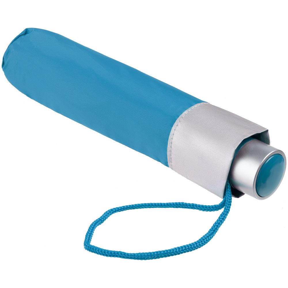 Зонт складной Silverlake, голубой с серебристым / Миниатюра WWW (1000)