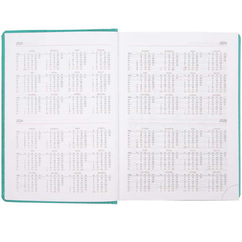 Ежедневник Brand, недатированный, бирюзовый / Миниатюра WWW (1000)