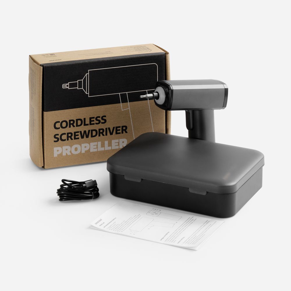 Отвертка аккумуляторная Propeller, черная / Миниатюра WWW (1000)