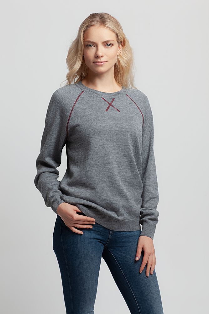 Джемпер Stitch с контрастной отделкой, серый с бордовым / Миниатюра WWW (1000)