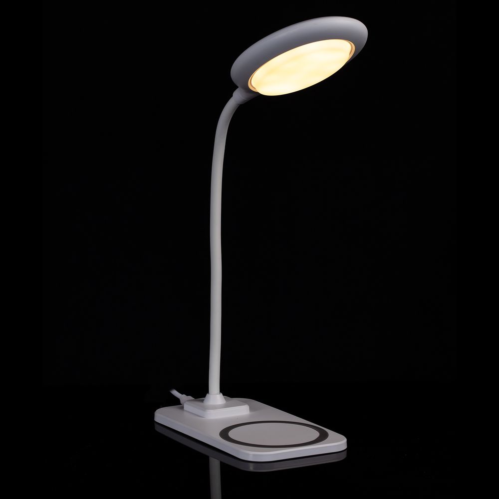 Настольная лампа с беспроводной зарядкой Modicum, белая / Миниатюра WWW (1000)