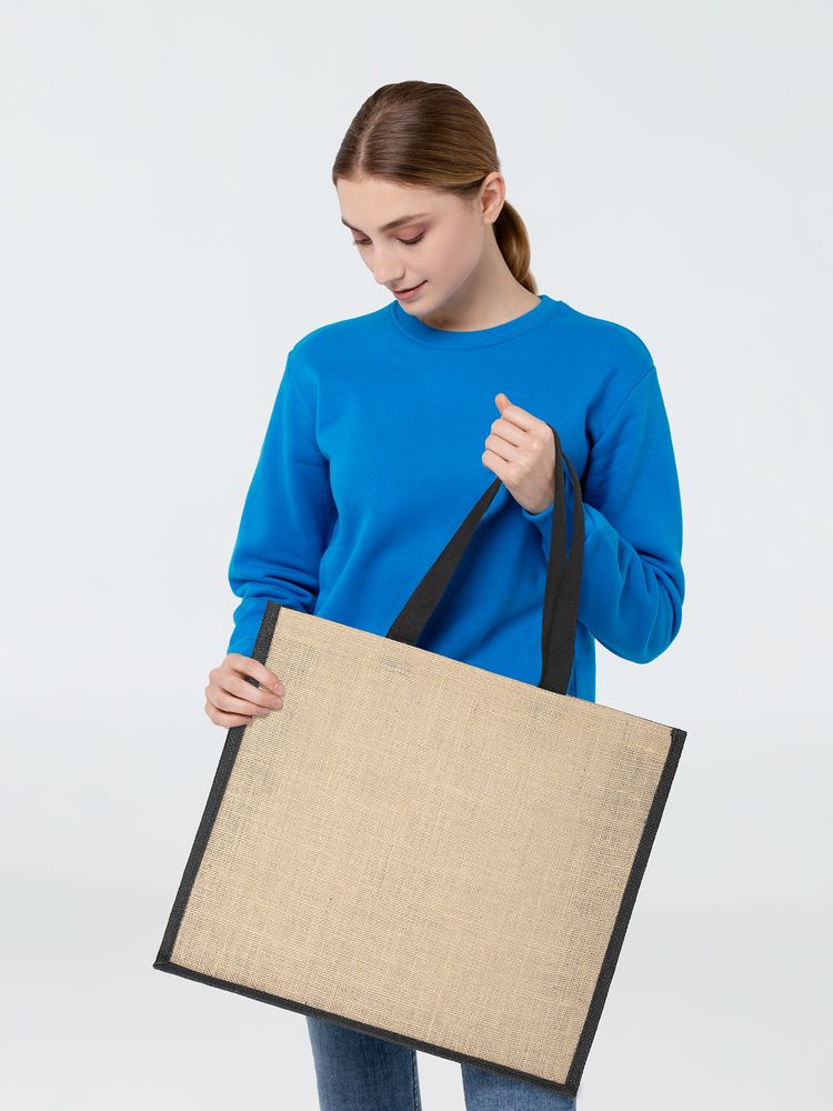 Холщовая сумка для покупок Bagari с черной отделкой / Миниатюра WWW (1000)