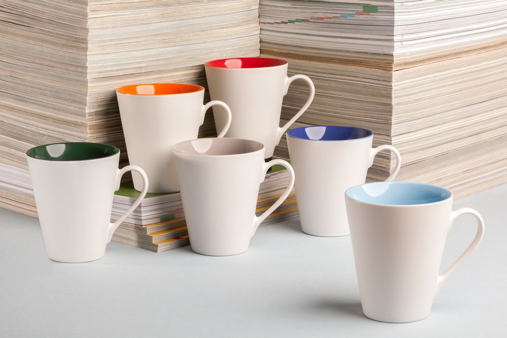 Кружка New Bell матовая, белая с голубым / Миниатюра WWW (1000)