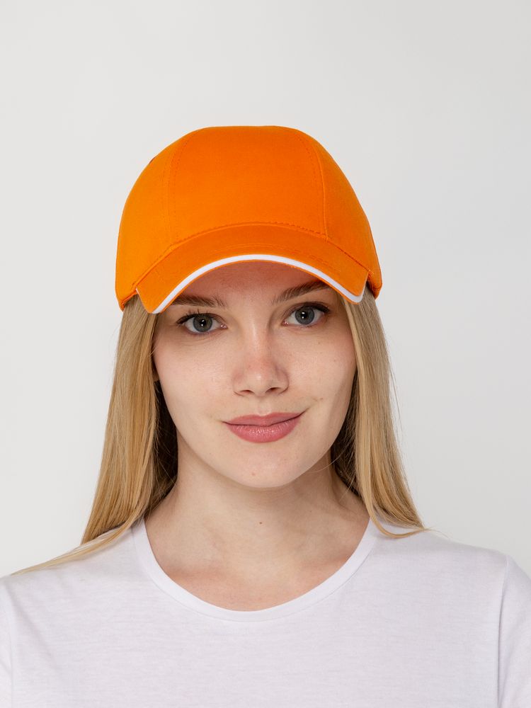 Бейсболка Canopy, оранжевая с белым кантом / Миниатюра WWW (1000)