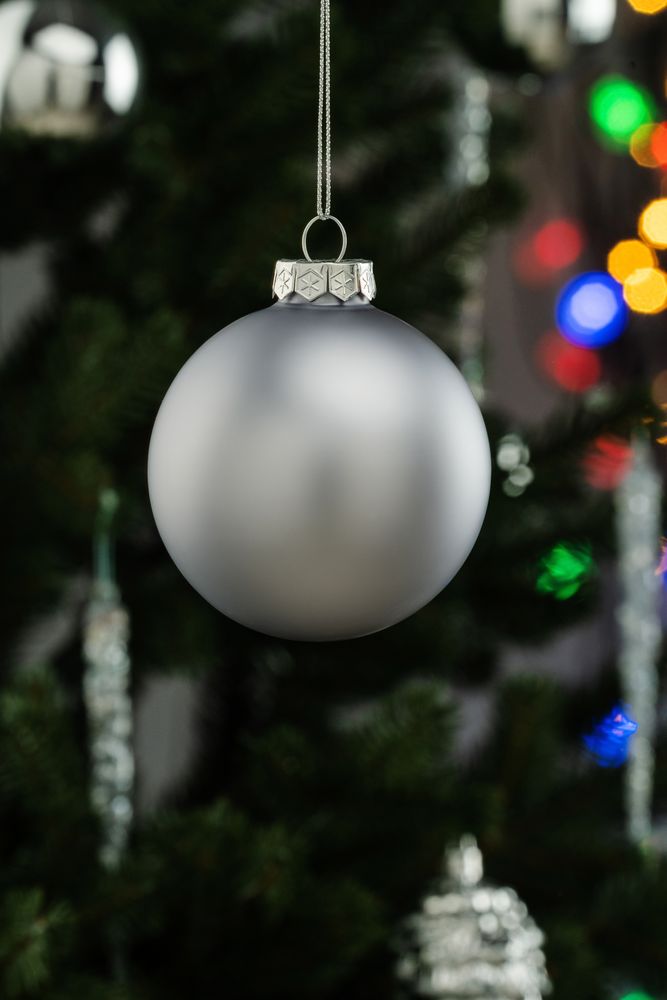 Елочный шар Finery Matt, 8 см, матовый серебристый / Миниатюра WWW (1000)