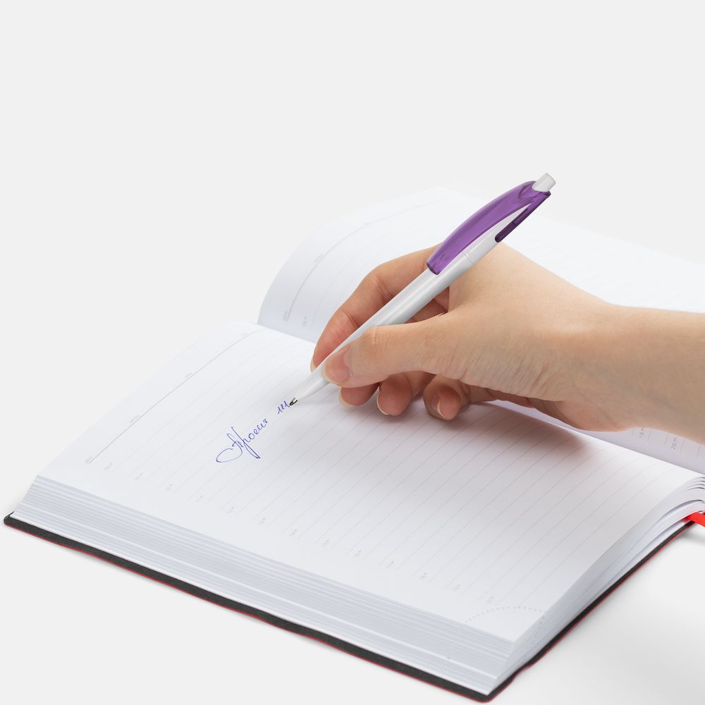 Ручка шариковая Bento, белая с фиолетовым / Миниатюра WWW (1000)