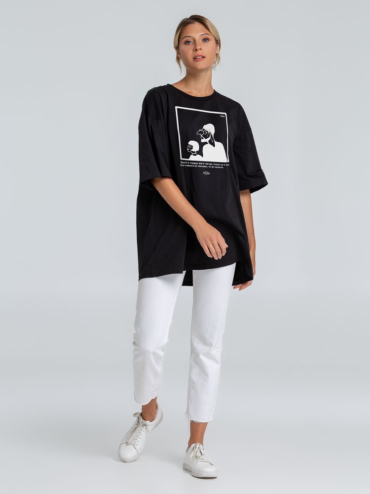 Футболка оверсайз «Леон», черная / Миниатюра WWW (1000)