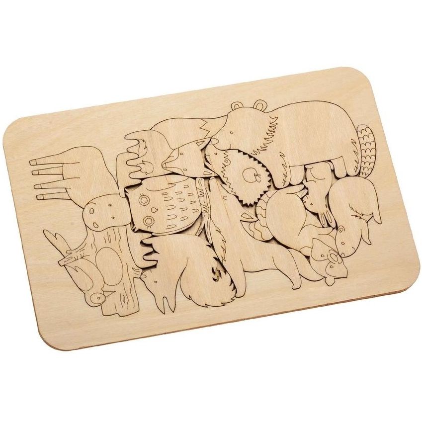 Пазл-раскраска Wood Games, лесные жители / Миниатюра WWW (1000)