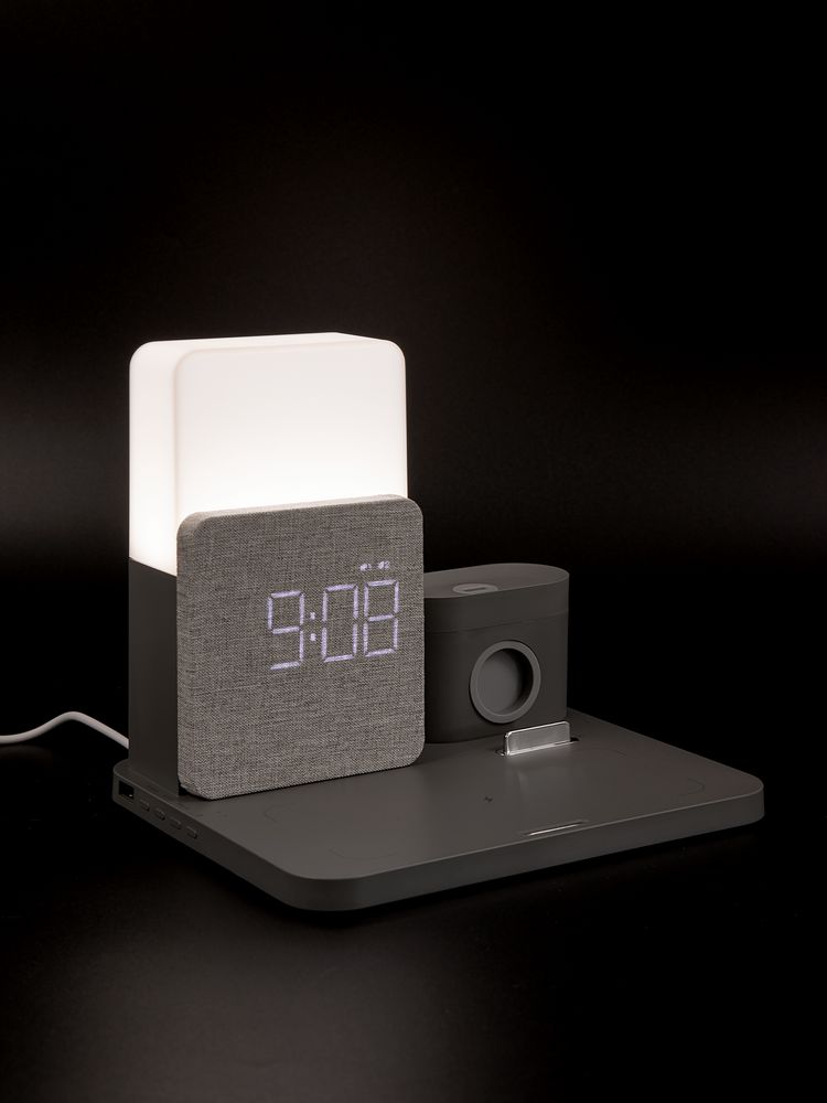 Зарядная станция с часами и подсветкой Large Charge, серая / Миниатюра WWW (1000)