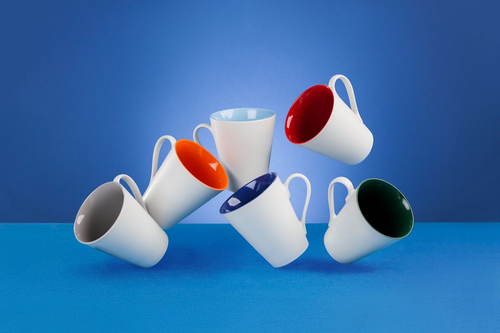 Кружка New Bell матовая, белая с голубым / Миниатюра WWW (1000)