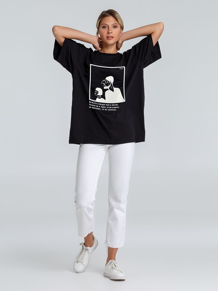 Футболка оверсайз «Леон», черная / Миниатюра WWW (1000)