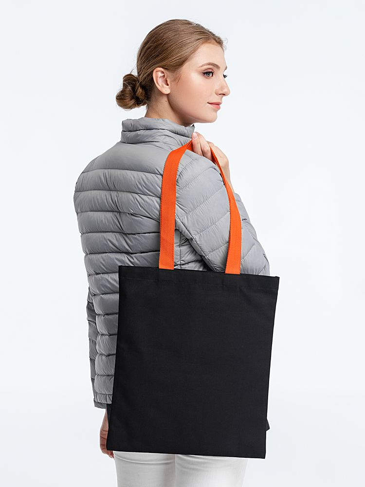 Холщовая сумка BrighTone, черная с оранжевыми ручками / Миниатюра (упак) (1000)