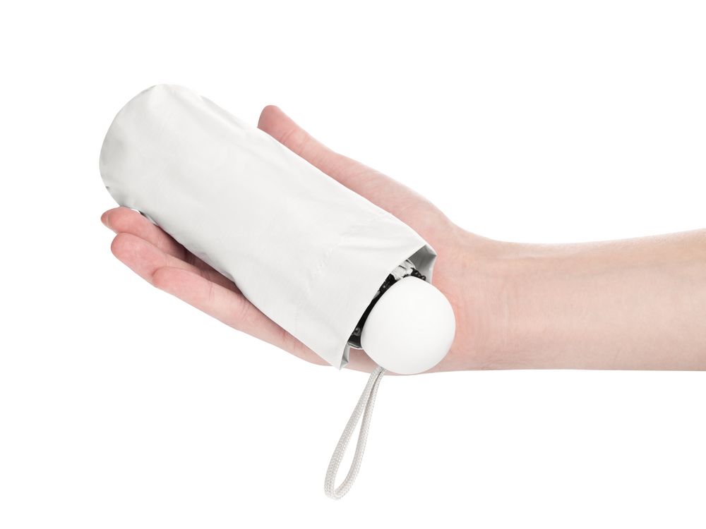 Складной зонт Cameo, механический, белый с белой ручкой / Миниатюра WWW (1000)