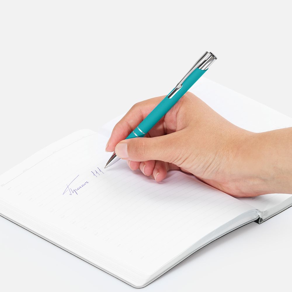 Ручка шариковая Keskus Soft Touch, бирюзовая / Миниатюра WWW (1000)