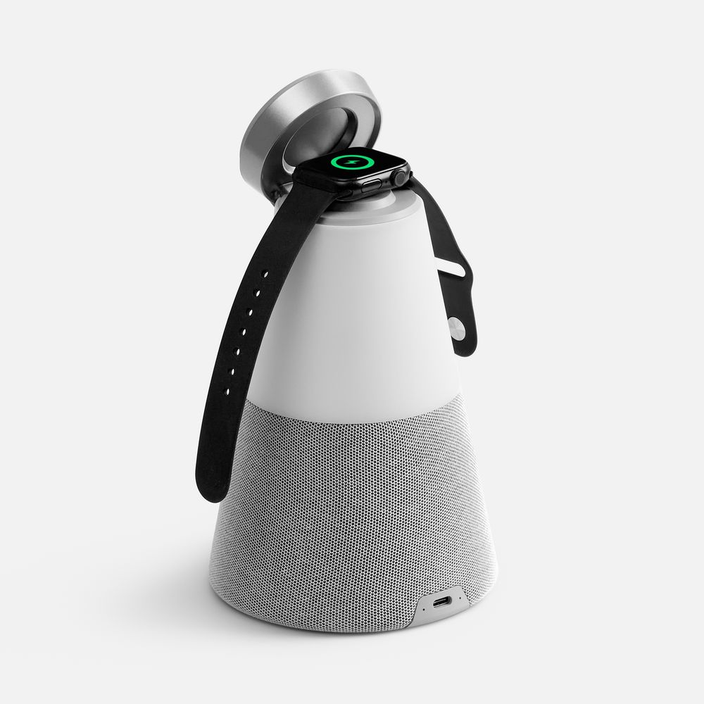 Bluetooth-колонка с беспроводной зарядкой и подсветкой Cone Sonance, серая / Миниатюра WWW (1000)