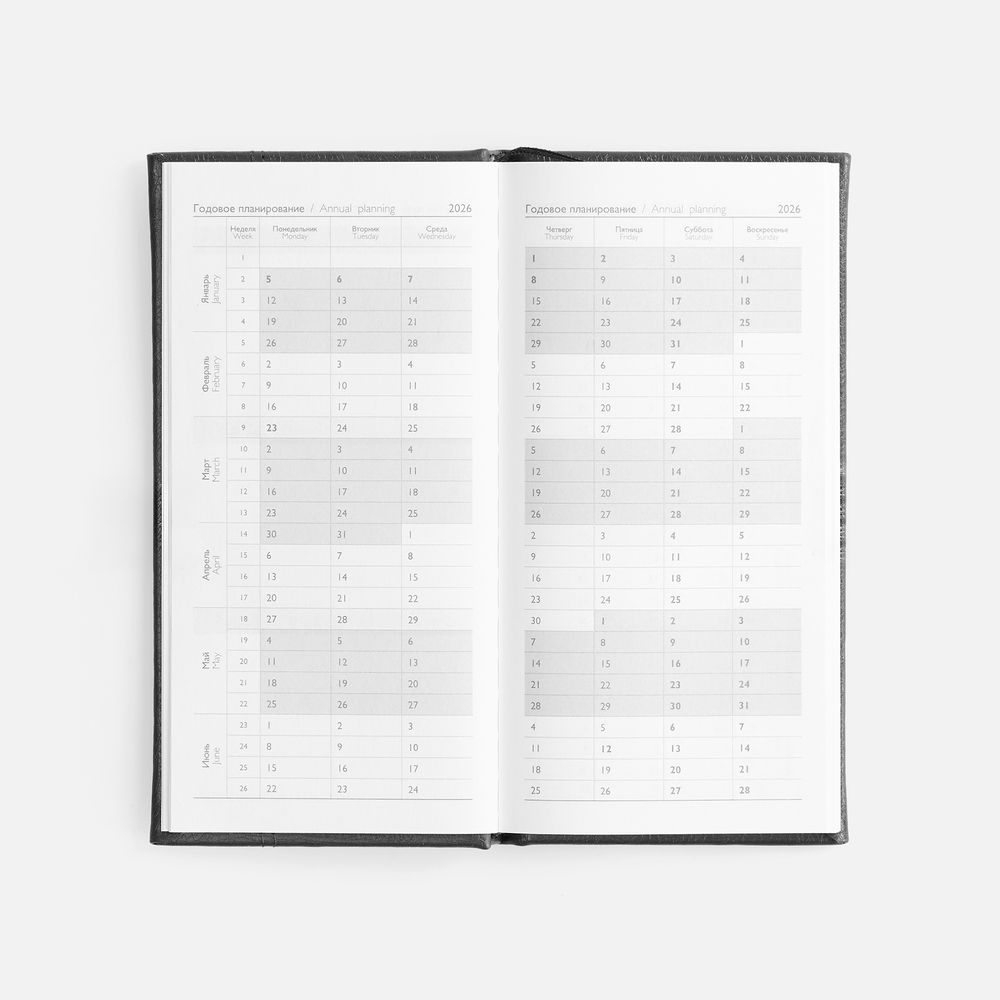 Еженедельник Baza, датированный, черный / Миниатюра WWW (1000)