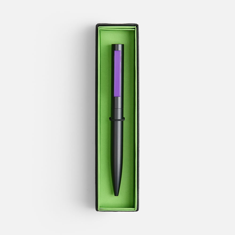 Ручка шариковая Inkolor в футляре, черная с фиолетовым / Миниатюра WWW (1000)