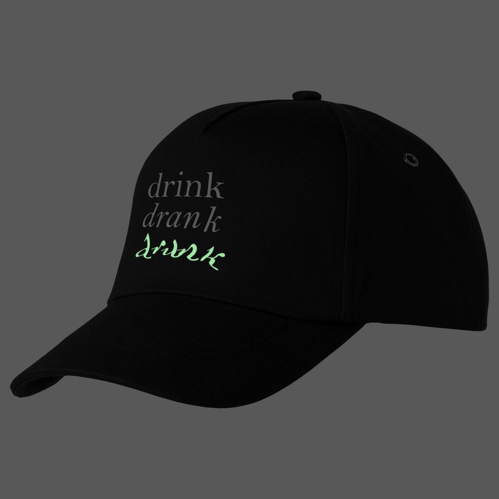 Бейсболка Drunk со светящимся принтом, черная / Миниатюра WWW (1000)